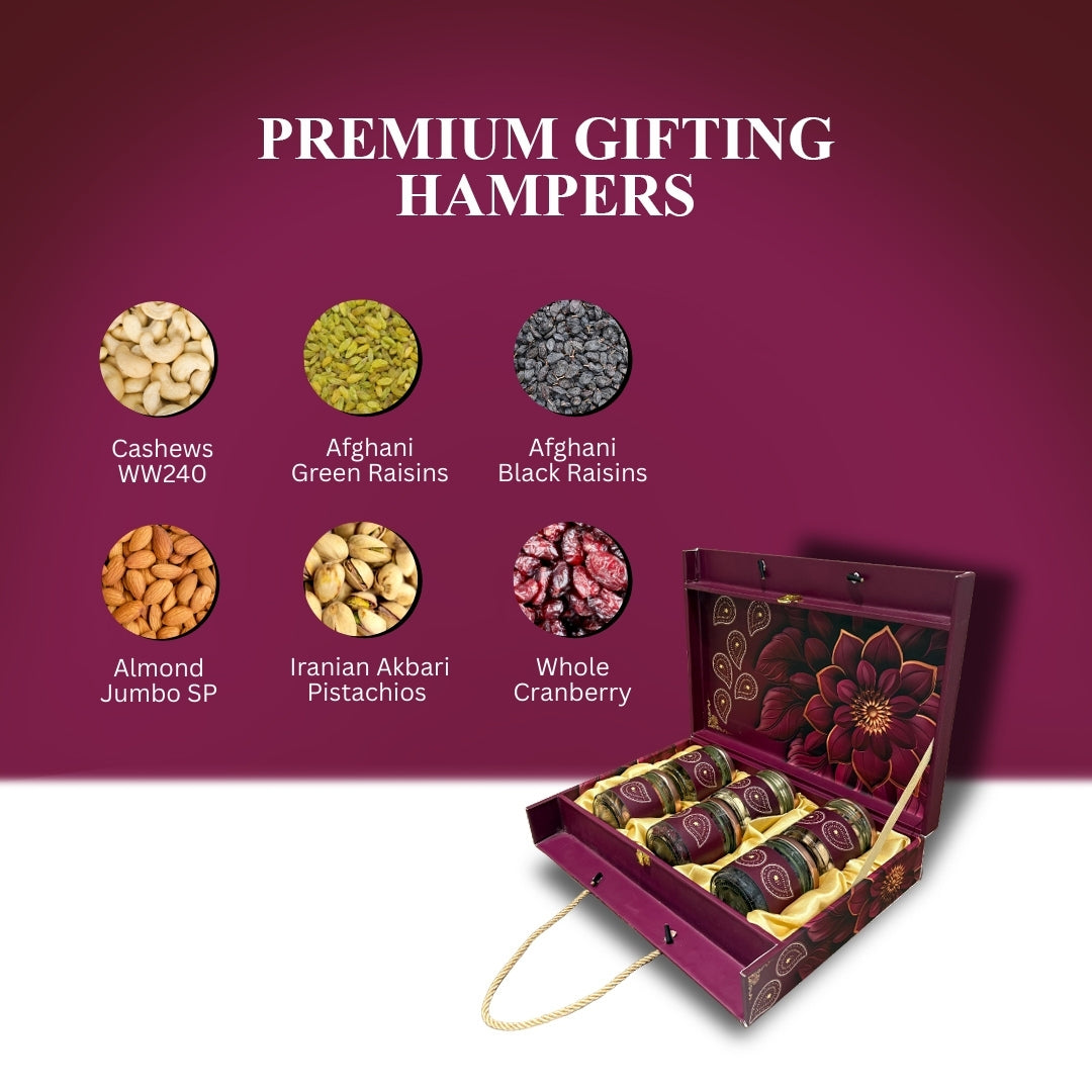 6 Glass Bottles Luxury Diwali Hamper 600gm