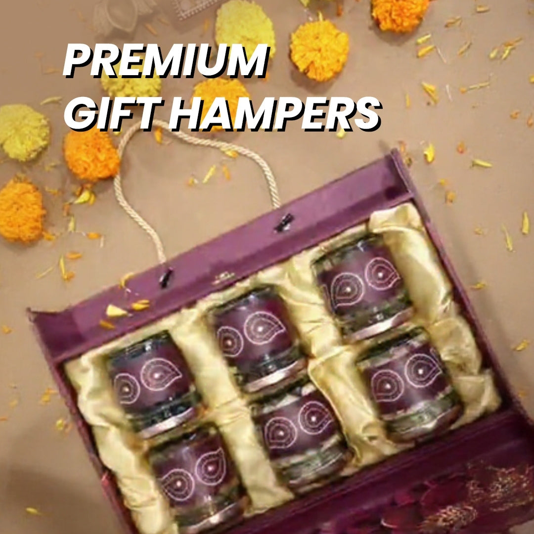 6 Glass Bottles Luxury Diwali Hamper 600gm