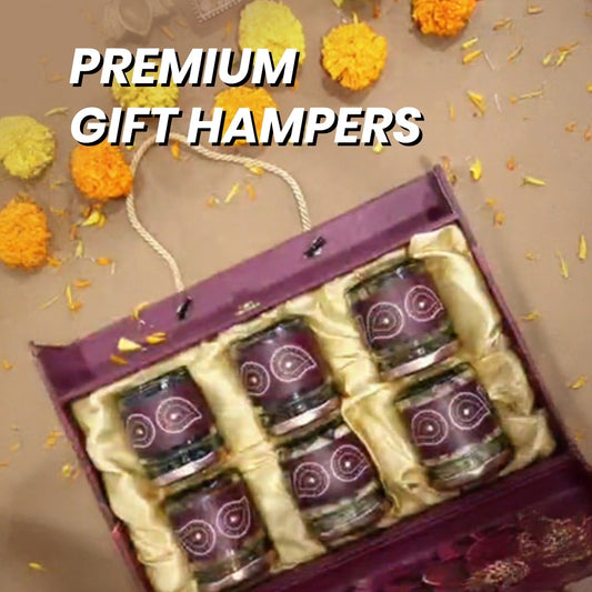 6 Glass Bottles Luxury Diwali Hamper 600gm
